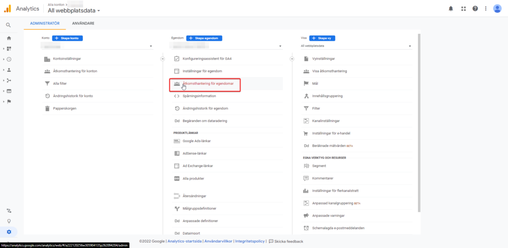 Google Analytics åtkomsthanterare för egendomar - Imba SEO